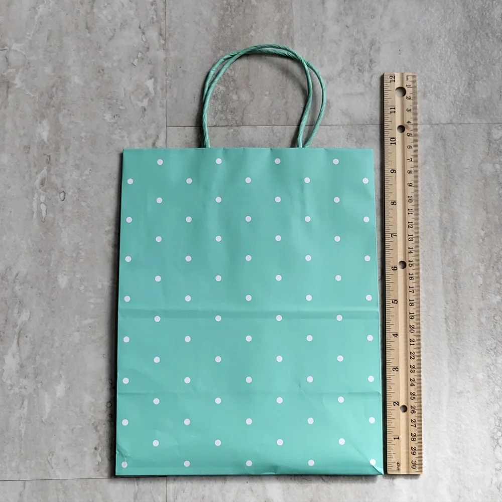 8-PACK Gift Bags NEW Mint Polkadot